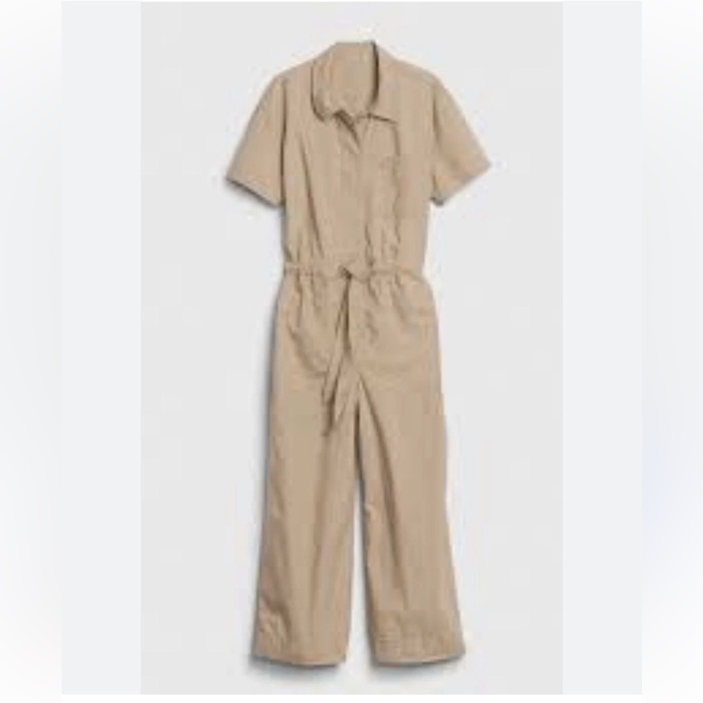 EUC Gap Cropped Utility Jumpsuit w/ Drawstring Waist